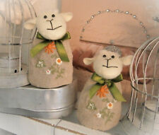 🌸 2er SET EIERWÄRMER SCHAF OSTERDEKO BW/LEINEN NATUR BESTICKT H: ca. 10 cm  🌸