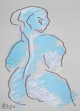 "Weiter" Pastellmalerei Kreidezeichnung sig. Unikat Prof.em A. Loeschner-Gornau