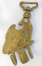 Großer alter Trommelhaken Preussen Adler Messing 13,5x7cm