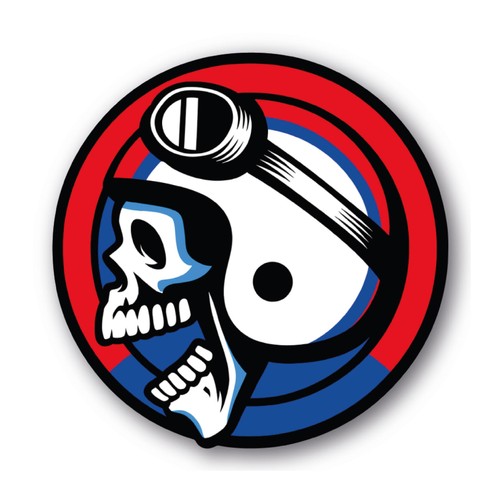 Skull aufkleber mit helm - skull, retro
