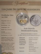 Silbermünze - Erste Dt. Demokratiebewegung - 1200 Jahre Deutsche Münzgeschichte