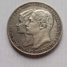 Silbermünze Kaiserreich Sachsen-Weimar-Eisenach 2 Mark 1903  Hochzeit 