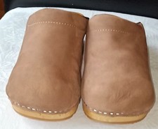 Holzschuhe Clogs Gr. 37 Braun Wild Leder hinten offen