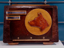 Wand Ablage Post Brief Halter Zeitungs Regal Behälter Hund Art Déco 24,5x32x8,5