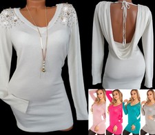 Sommer Strickkleid Minikleid sexy Rückenfrei Glitzer Partykleid  34 36