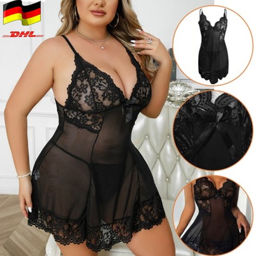Damen negligé schwarz spitze - damen,