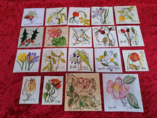 19 schöne Bilder , handgemalte Aquarelle :  Blumen ( Pflanzen .... ) , signiert