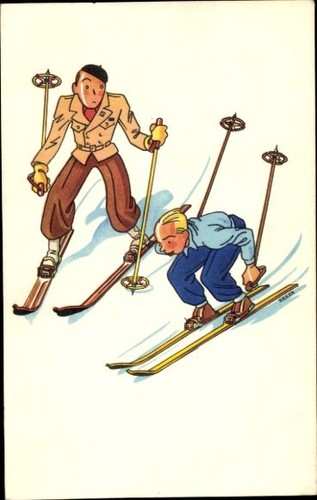 Künstler zwei skifahrer - ak,