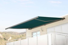 B-Ware Elektrische Kassettenmarkise H122 Markise 4x3m Polyester blau-grün grau