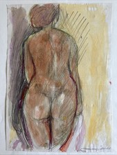 Degner, Arthur (1888-1972) „Rückenakt mit Badetuch” um 1924, Bleistift/aq., sig.