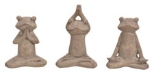 Yoga Frosch Set mit 3 kleinen Fröschen in Yoga-Position Dekoration Zen 