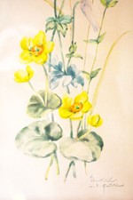 Altes Blumen Aquarell Bild- im