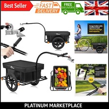 Schwerlast Lastenfahrradanhänger mit Plane & Kasten - 90L Fahrrad Gepäck Handwagen...