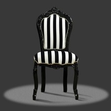 Barockstuhl schwarz weiß Stoff Esszimmer black repro design antik luxus Zebra
