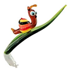 Orchideenstab Blatt mit Schnecke bunt Blumenstab Blumenstecker Glas