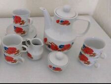 hübsches Kaffeeservice Porzellan 70er Colditz Gdr Mohnblume Kornblume VINTAGE 