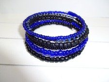Spiralarmreif blau schwarz 6 Reihen 2-4 mm Rocailles Handarbeit Etsy Armband
