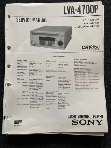 Sony lva 4700p - sony, lva-4700p