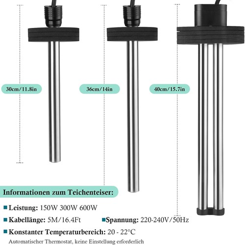 Fedour teichheizung 300w - teichheizung, 300w-