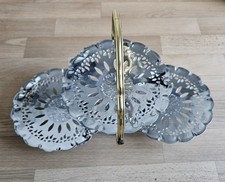 Servierer Etagere klappbar silberfarben Vintage 3 Etagen / Teller