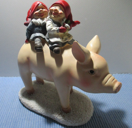 Figur schwein mit zwerge deko - schwein,