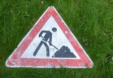 altes Verkehrsschild DREIECK VERKEHRSZEICHEN ALU ACHTUNG Bauarbeiten Baustelle