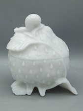 Seltene Vallerysthal Opalglas Dose Erdbeere ca. 1900 Jugendstil Sammlerstück Top