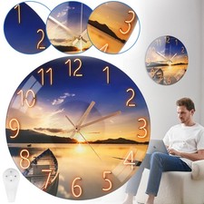 30cm Leise Wanduhr Lautlos Wanduhr Mechanische Runde Glaswanduhr für Wohnzimmer