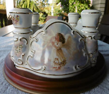 The Bradford Exchange 4 x Engel (Hope/Love/Grace/Frait) +Holz Kerzenhalterkranz