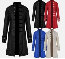 Herren Retro Mantel Steampunk Mantel Gothic Gehrock Viktorianisch Smokinghemd DE