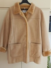 Schöne Winterjacke - Velourleder beige m. Kunstfell Gr. 50 v. MyLine