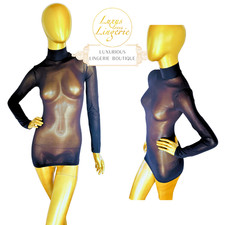 SYNERGY NEON PULLOVER DRESS S Small black schwarz Transparent Rollkragen