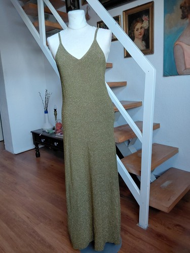 Lurex maxikleid lang khaki - lurex,