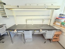 Kavo EWL Doppeltisch Arbeitstisch Doppelarbeitsplatz  mit Lampe  und Absaugung