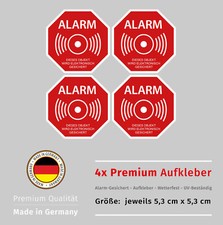 Aufkleber Alarmanlage Alarmgesichert Alarm Hinweis Set Wetterfest UV-Beständig