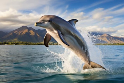 Wandbild ein delphin der aus - ein,