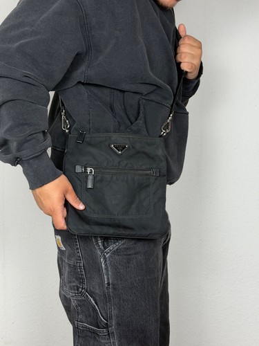 Prada black tessuto nylon - black,