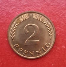 2 Pfennig 1961 F Prägefrisch/ Stempelglanz, aus der Originalrolle.