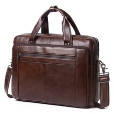 Vintage Herren Aktentasche Echt Leder Groß Business Arbeitstasche Schultertasche