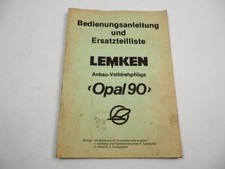 Lemken Opal 90 Anbau Volldrehpflug Betriebsanleitung Ersatzteilliste