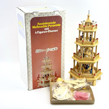 Weihnachtspyramide Holz 48 cm | 4 Etagen Figuren Ebenen |Erzgebirge Stil NEU VTG