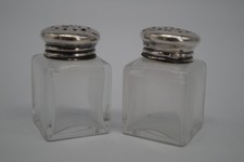 [12949] Salz & Pfefferstreuer Set 925 Silber Glas Alt HB
