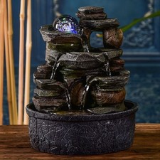 Nature Satya Zen-Brunnen mit LED-Beleuchtung, Kugel und Pumpe