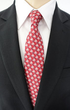 NEU - ATWARDSON Anlass/Business Krawatte - rotes Eidechsen-Muster - Seide - Slim