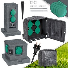 KESSER® Gartensteckdose 4 Außensteckdose Steckdosenstein Energiesäule Stein