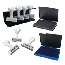 Stempel Textstempel Wortstempel 45mm, Stempelkissen, verschiedene Texte