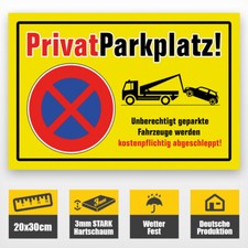 Schild Privatparkplatz Parken verboten Parkverbotsschild Hinweischild PVC #144