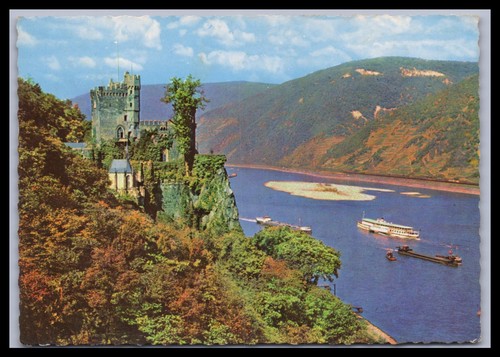 Ansichtskarte burg rheinstein - ansichtskarte,
