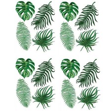 24 Aufkleber Palmen Blätter DIY Wandtattoo Sticker Tattoo Set Wald Grün Pflanze