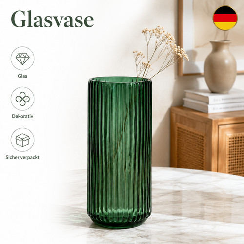 Zylinder glasvase gerippt - zylinder,